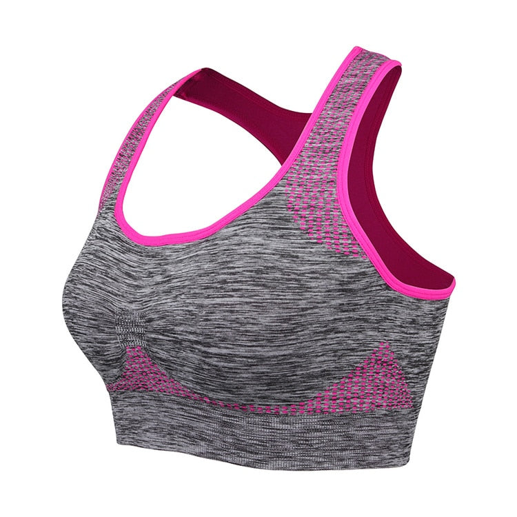 Shockproof Quick Dry Sports Bra Women Padded Gather Yoga Bra Push Up Gym Running Bra Seamless Workout Fitness Bra Top