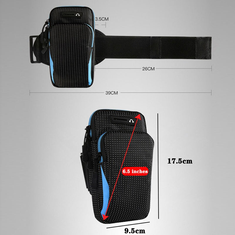 6.5 Inches Sports Bag Armband - Case Gym Fitness - Running Arm Band Bag - Cover Jogging Workout Pouch for Mobile Phone Key Money Card