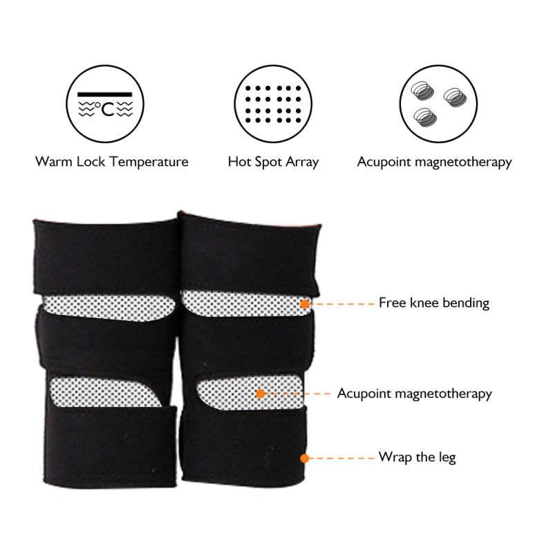 1pair Self Heating Tourmaline Magnetic Knee Brace Support Pad Thermal Therapy Outdoor Sports Ski Hiking Warm Arthritis Protector