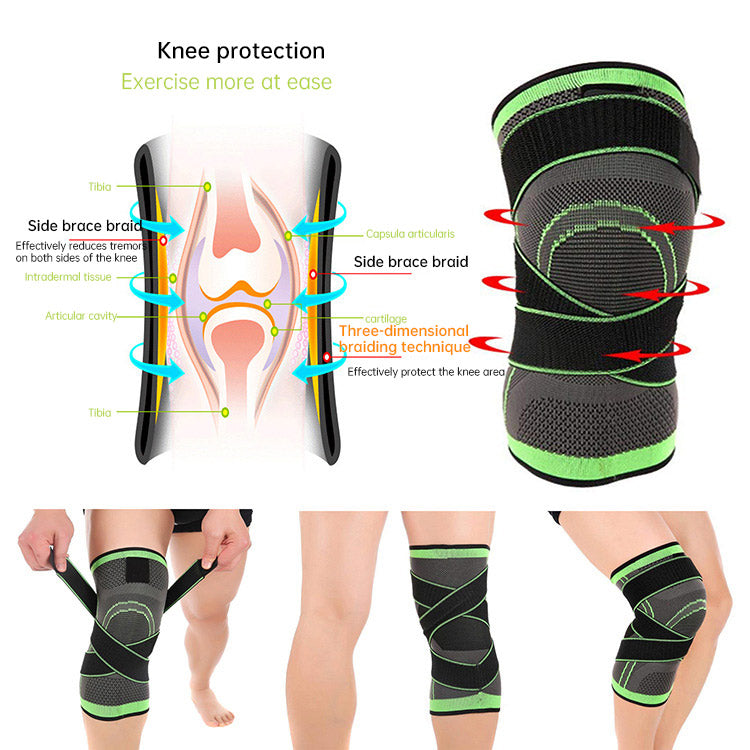 Sports Pressure Knee Pads Running and Cycling Basketball Straps Knee Pads Breathable Wrapping Knee Pads 3D Pressure Knee Pads