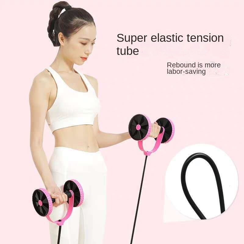 Fitness Abdominal, Ab Rollers, Double Wheel Ab Roller, Trainer Puller Roller Slimming Muscle Trainer Workout Tool Resistance Band