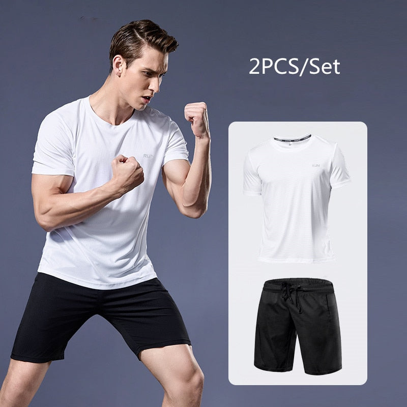 Men's Compression Running set - Men's Sports Running Set (Pack of 2 or 4)  - Athletic Shirt & Short - Compression Shirt & Pants Skin - Tracksuit Gym Suits