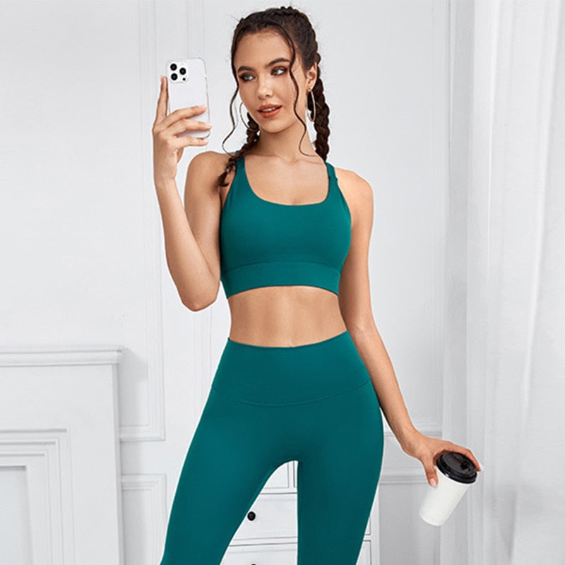 Women Western Active Wear Yoga Set - Workout Yoga Outfits for Women 2 Piece - Seamless Ribbed High Waist Womens Tracksuits with Sports Bra Exercise Set