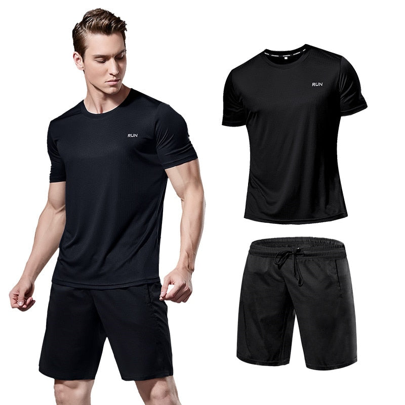 Men's Compression Running set - Men's Sports Running Set (Pack of 2 or 4)  - Athletic Shirt & Short - Compression Shirt & Pants Skin - Tracksuit Gym Suits