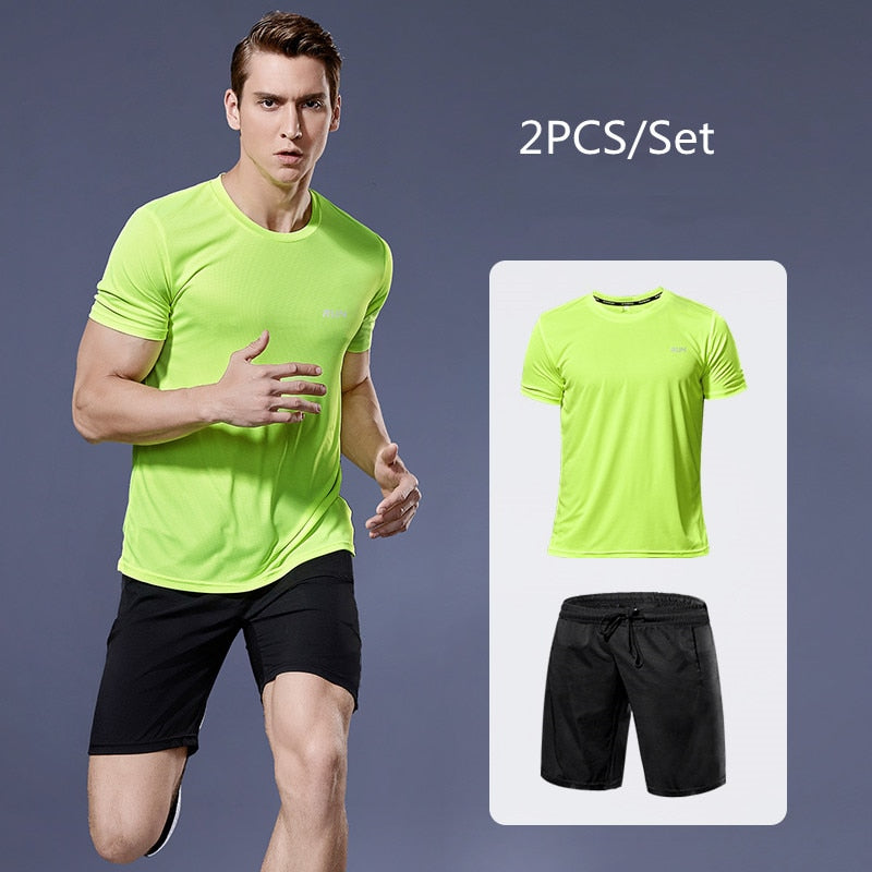 Men's Compression Running set - Men's Sports Running Set (Pack of 2 or 4)  - Athletic Shirt & Short - Compression Shirt & Pants Skin - Tracksuit Gym Suits